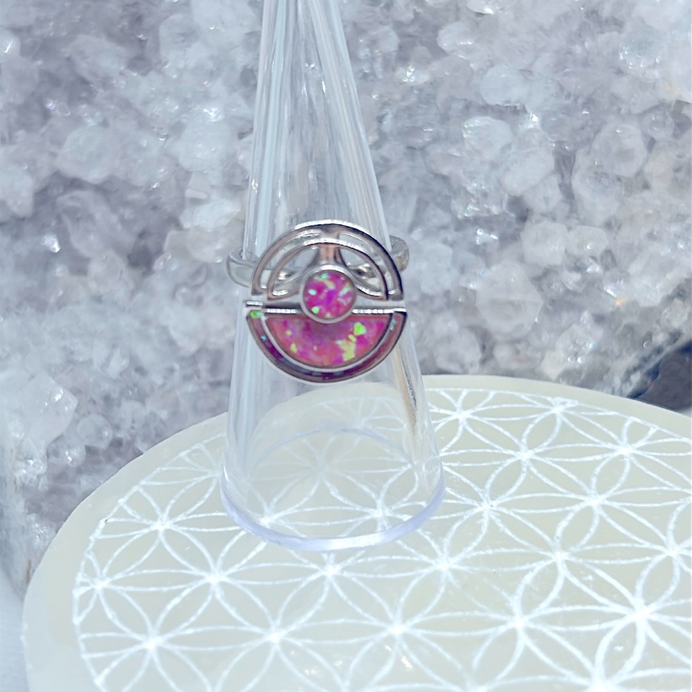 Pink Opal spinner ring 925